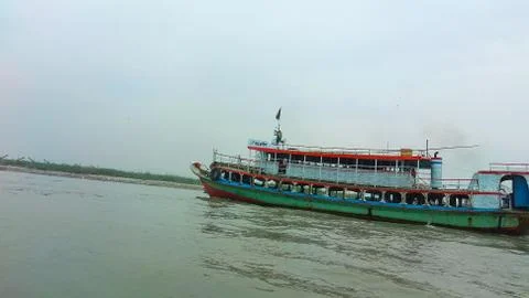 Engine boat in the river Foto stock