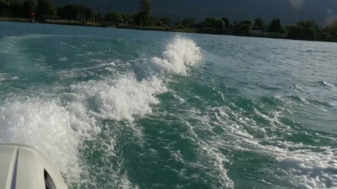 An engine boat wake Stock Footage