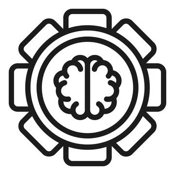 Engine brain icon outline vector. Gear head Illustrazione stock