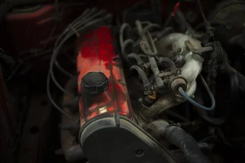 Engine of car. Transport device. Machine Internals. Stock Photos
