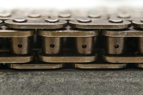 Engine chain Close up steel background Stock Photos