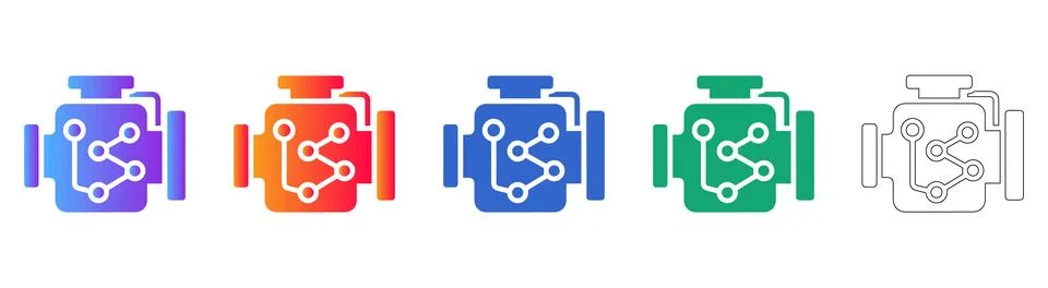 Engine Circuitry Connectivity Icons Illustrazione stock