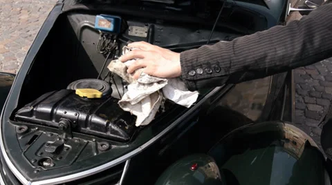 The engine of a classic car Video stock 33387574