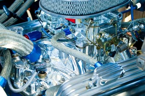 Engine of classic car Stock Photos