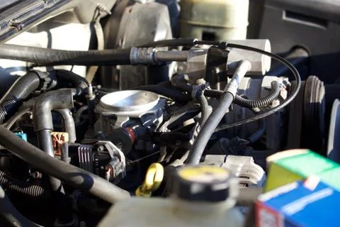 Engine compartment without air cleaner assembly Foto stock