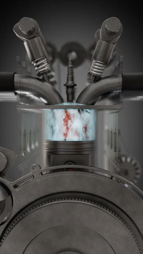 Engine component animation showcasing internal workings and gas dynamics Stock Footage 321957056