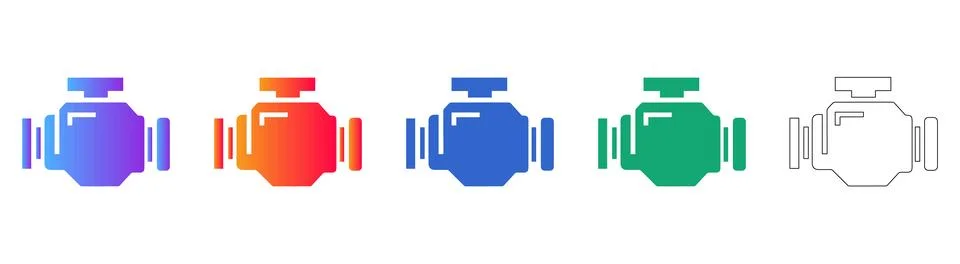 Engine Component Mechanical Icons Set Illustrazione stock