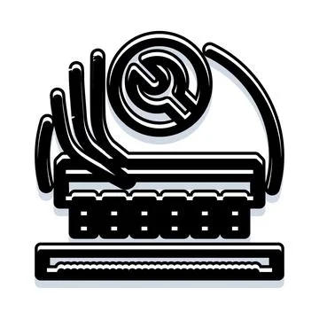 Engine component with wrench and exhaust pipes icon Ilustración de archivo