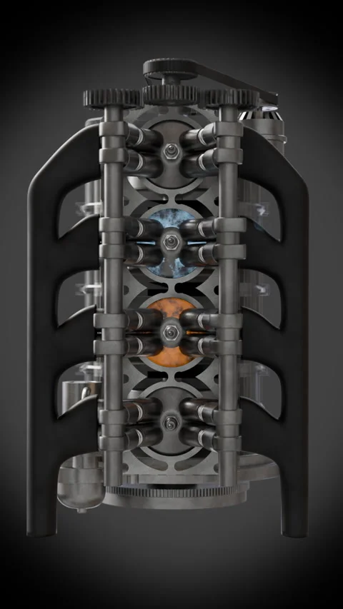 Engine components assembly showcasing detailed design and mechanics Stock Footage 323732637