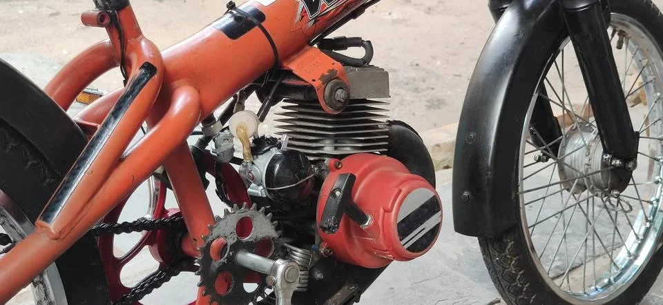 Engine components of an old scooter Foto stock