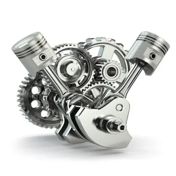 Engine concept. gears and pistons. Stock Illustration