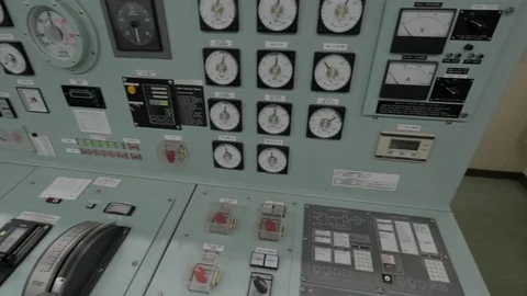 Engine control room of ship Stock Footage