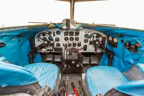 Engine Controls and other devices in the cockpit Stock Photos