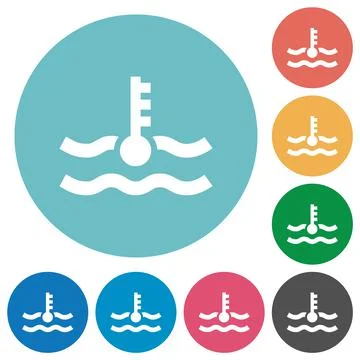 Engine coolant temperature indicator flat round icons Stock Illustration