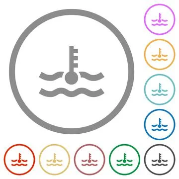Engine coolant temperature indicator flat icons with outlines 스톡 일러스트