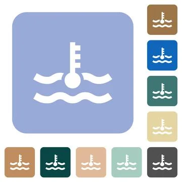 Engine coolant temperature indicator rounded square flat icons Stock Illustration