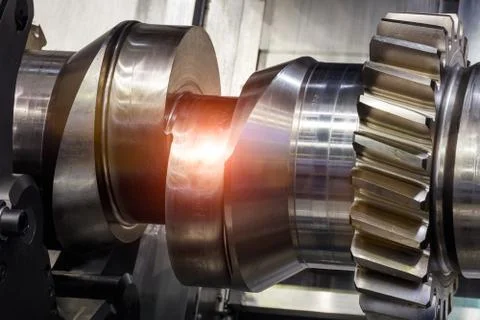 Engine crankshaft close-up industrial engineering service automobile concept. 库存照片