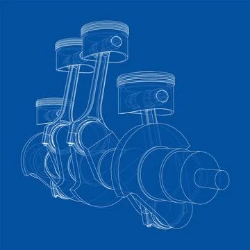 Engine crankshaft with pistons outline Stock Illustration