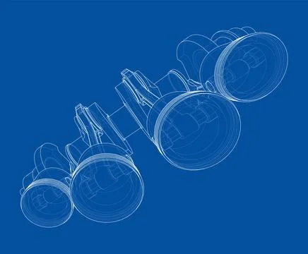 Engine crankshaft with pistons outline Stock Illustration