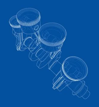 Engine crankshaft with pistons outline. Vector イラスト素材