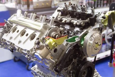 Engine cylinder block in section Stock Photos