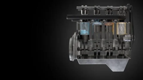 Engine design, modern technology in automotive engineering, detailed mechanics Stock Footage 321956093