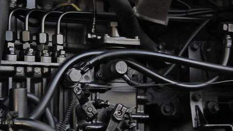 Engine details. Diesel engine Video stock 91137535