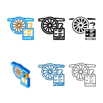 Engine diagnostics aircraft color icon vector multipack 스톡 일러스트