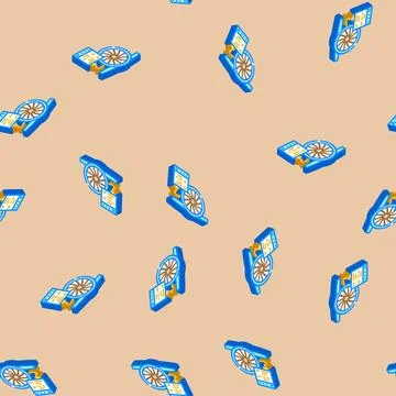 Engine diagnostics aircraft isometric icon seamless pattern 스톡 일러스트