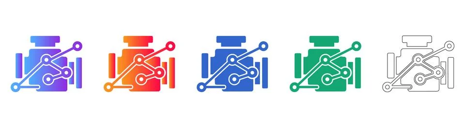 Engine Diagnostics Concept Icon Set 库存插图