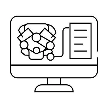 Engine digital analysis and check line icon vector illustration Stock Illustration