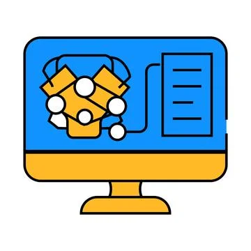 Engine digital analysis and check icon color illustration Stock Illustration