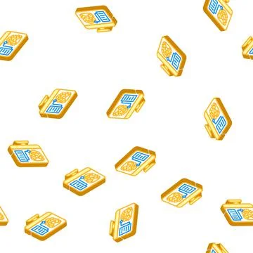 Engine digital analysis and check isometric icon seamless pattern Stock Illustration