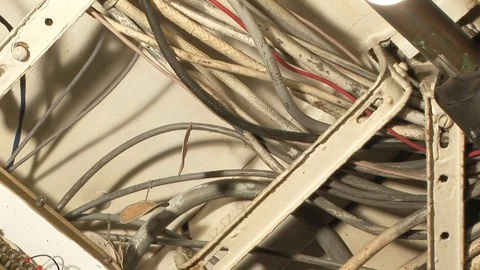 Engine electrical cables on Coast Guard Cutter in Baltimore, Maryland USA Stock Footage 105547043