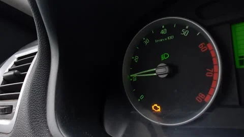 The engine error light on the dashboard of the car. Video stock 223727821