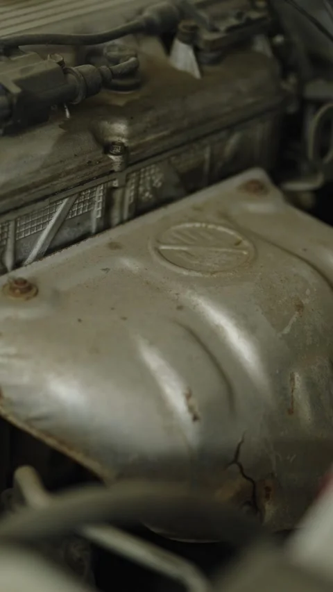 Engine exhaust manifold heat shield Stock Footage 336713412