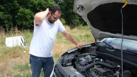 Engine failure and worried man Stock Footage 255144341