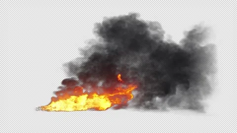 Engine Fire burning side view,transparent background Video stock 291936018