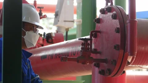 Engine Fire Pump ensures safety and reliability in the industrial plant. Stock Footage 246435472