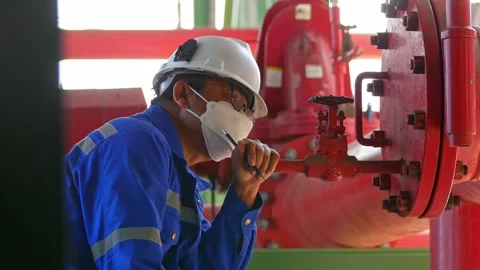 Engine Fire Pump ensures safety and reliability in the industrial plant. Stock Footage 246435550