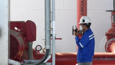 Engine Fire Pump ensures safety and reliability in the industrial plant. 動画素材 246438047