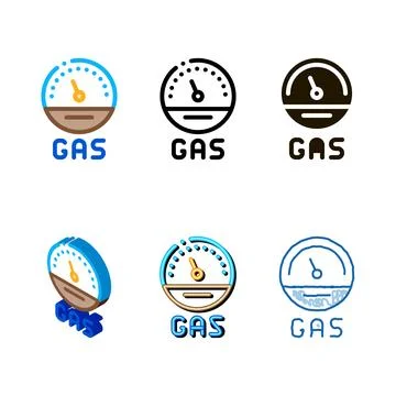 Engine gas indicator icon vector set outline Stock Illustration