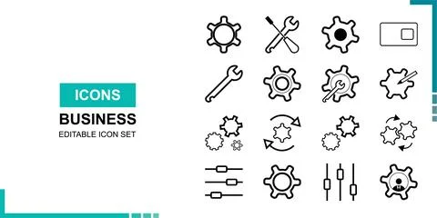 Engine gear and tools icon set Stock Illustration