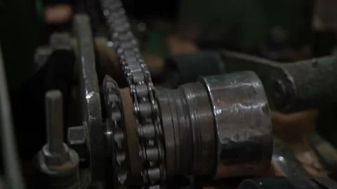 An engine, a gear that rotates around its axis. Machine element. Video stock 144470053