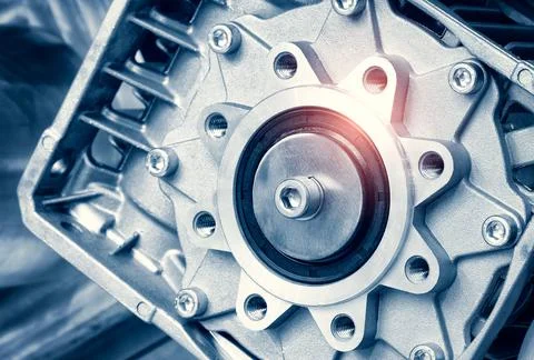 Engine gear wheels, closeup view Foto stock