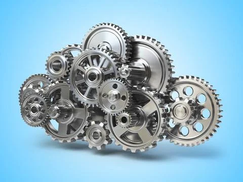 Engine gears in form of cloud. Cloud computing and networkin concept. Engi... Stock Photos