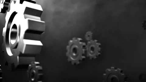 Engine gears wheels Assemble slowly rotating dark metallic gears. Iron clockwork Stock Footage 130988977
