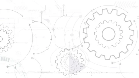 Engine gears wheels rotating animation on blueprint background Stock Footage 135747340