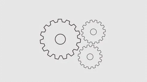 Engine gears wheels rotating animation on blueprint animation Stock Footage 136544996