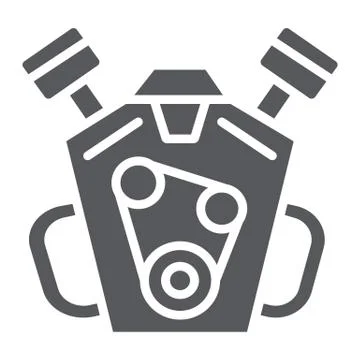 Engine glyph icon, auto and part, motor sign, vector graphics, a solid pattern 스톡 일러스트